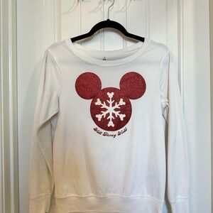 Disney World White Sweatshirt with Red Glitter Mickey